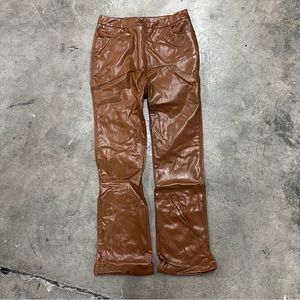 Sorella Brown Faux Leather Straight Leg Pants